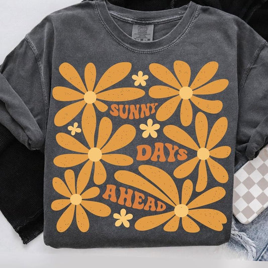 Comfort Colors Sunny days ahead T-Shirt, Boho Summer T-Shirt, Retro Summer Shirt, Boho hippie floral Shirt, Abstract floral T-Shirt