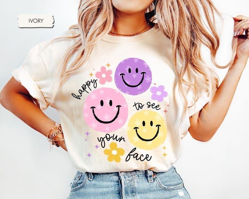Comfort Colors Teacher Shirt, Happy To See Your Face Shirt, Teacher Appreciation Gift, Back to School Gift, Teacher...