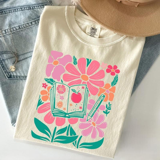 Comfort Colors Teacher Shirt, Retro Teacher Flower Shirt, Teacher Life T-Shirt for Teach Appreciation, Back To School, Floral Graphic BLAQO