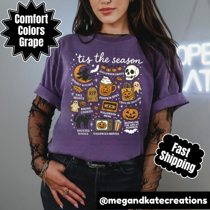 Comfort Colors Tis the Season Grape T-shirt - Spooky Season Tee