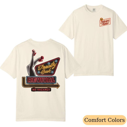 Comfort Colors Treaty Oak Revival 'No Vacancy', Country Rock Tee with Vintage Southern Style, Graphic Shirt for Concerts and Casual Wear, Summer T-Shirt