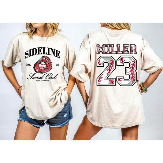Comfort Colors Two-Sided Baseball T-shirt With Custom Number And Name, Personalized Baseball Gift, Baseball MomShirt, Custom Sports Shirt