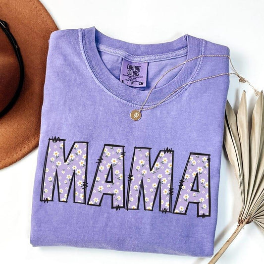 Comfort Colors Vintage Floral Mama T-shirt, Mama TShirt, Gift for Mothers Day, Trendy Mom Tshirt, Floral Mom Spring Tee, Flower Mama TShirt