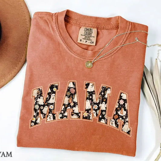 Comfort Colors Vintage Halloween Mama t-shirt, Retro Spooky Mama T-shirt, Spooky Mom Tee, Spooky Shirt for Mama Cotton Fabric