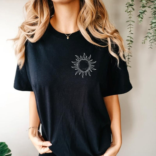 Comfort Colors Vintage Sun T-shirt | Boho Celestial Unisex Tee Cotton Fabric Top Traditional