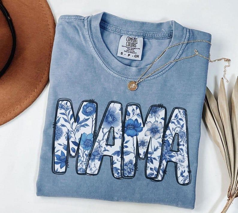 Comfort Colors Vintage floral Mama t-shirt, Mama T-Shirt, Strong Woman Shirt, gift for mothers day, Mama tee, Graphic...