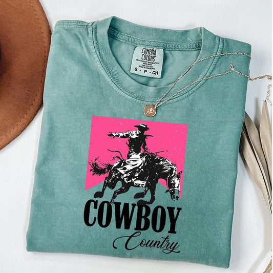 Comfort Colors Western Cowboy Country T-Shirt, Pink Rodeo Shirt, Vintage Inspired Tee Shirt, Western Graphic Tee, Boho, Vintage, Unisex T-Shirt