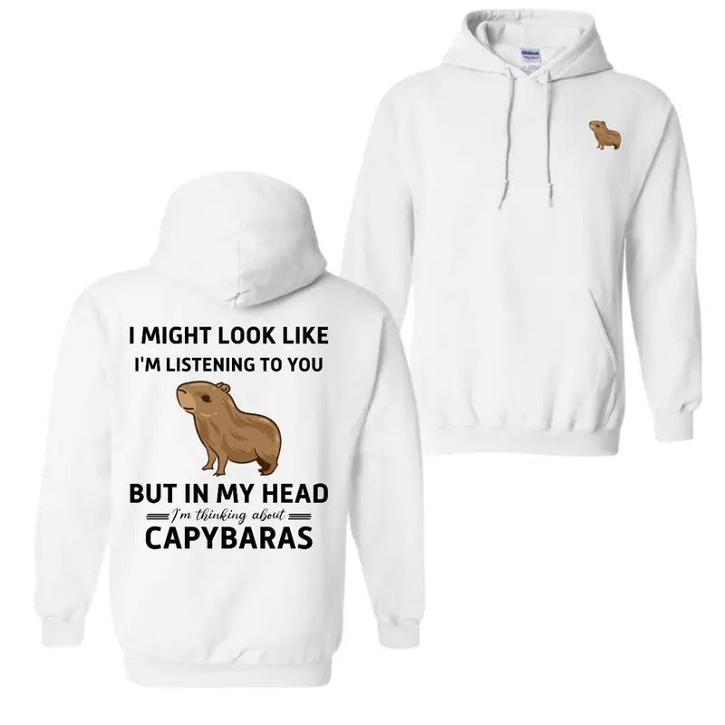Comfort Colors, In My Head I am Thinking Of Capybaras Vintage Graphic Shirt, Hoodie Trendy 2 sides Sweatshirt | DripVista.com