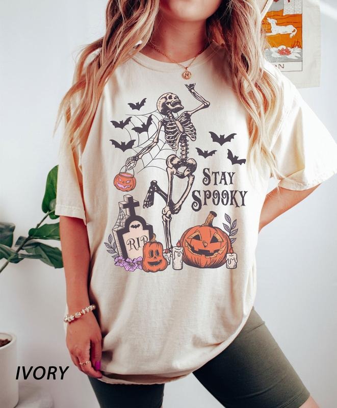Comfort Colors, Stay spookyt-shirt, Halloween Shirt, Witch TShirt, Gift For Halloween, iprintasty halloween, Skeleton Fall Halloween