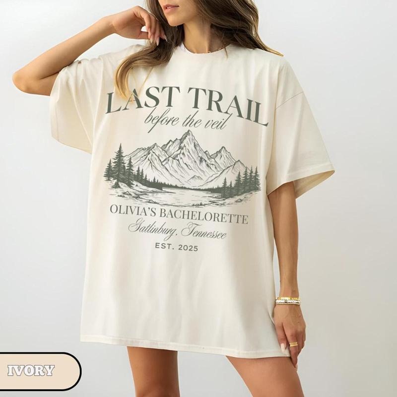 Comfort color Custom Camp Bachelorette Party Shirt, Last Trail Before the Veil, Mountain Bride Tee, Hiking Bridal Party...