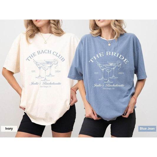 Comfort color The Bach Club Bachelorette Shirts, Custom Location And Name Bachelorette Party Shirts, Social Club Luxury Bachelorette Party Gift Shirts