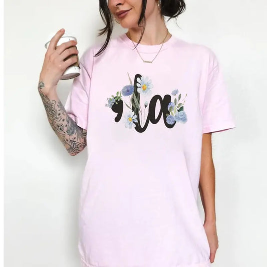 Comma La Shirt, Floral Kamalla Harris Tshirt, Support Kamalla 2024 Shirt, Democrat Vote Kamalla For The People Tee, Madam President Era Tee Gift, Unisex Short Sleeve Tee Shirt, Casual Clothing