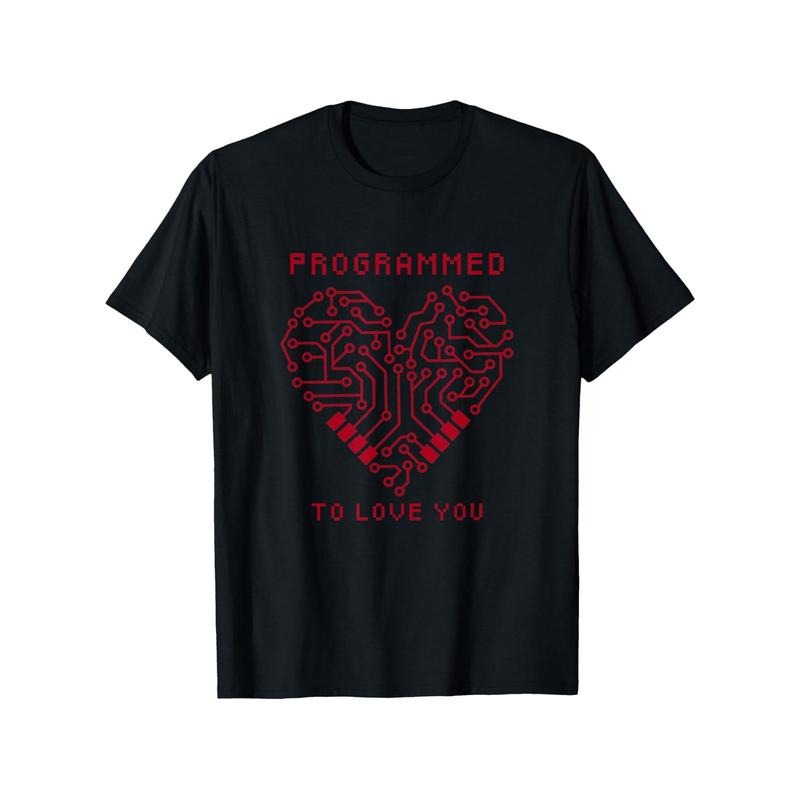 Computer Chip Heart Video Gamer for Valentine'S Day T-Shirt, 100%Cotton, S-XXXL, Valentines Day T-Shirt for Men, 180g...