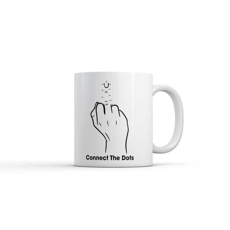 Connect The Dots Mug Funny Sarcastic Middle Finger Graphic Novelty Coffee Cup-11oz Funny Coffee Mugs Ceramic Printed Drinkware Cup
