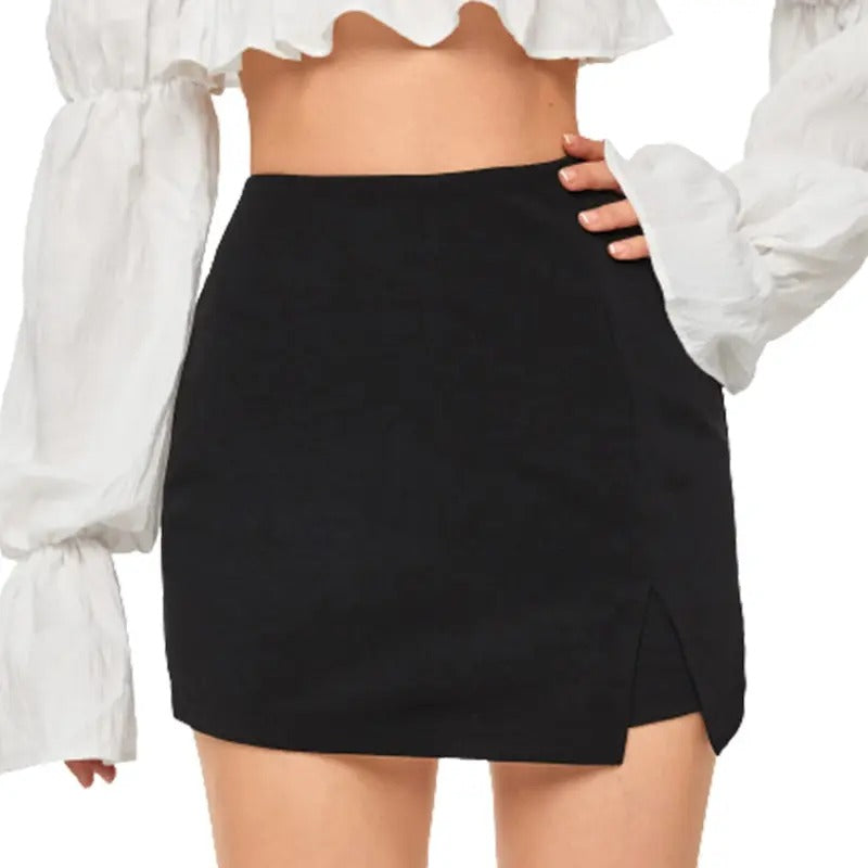 Contrast Binding Knot Side Mid Waist Asymmetrical Skirt Shorts T-Shirts, Hoodie, Sweatshirt | DripVista.com