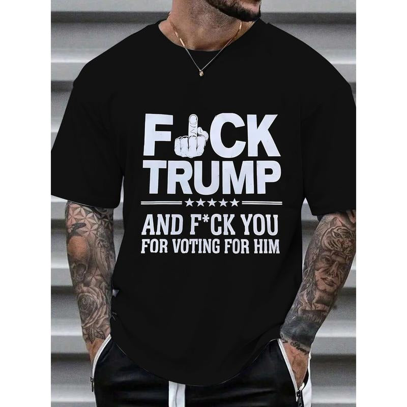 Controversial Black Lightsaber brand - Shirt with 'Fck Trump Gunpla brand Fck You for Voting for Him' Message - WB shield...