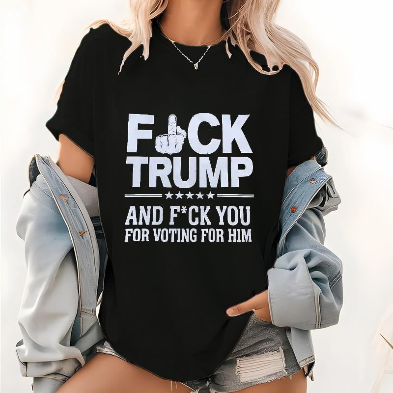 Controversial Black Lightsaber brand - Shirt with 'Fck Trump Gunpla brand Fck You for Voting for Him' Message - WB shield...
