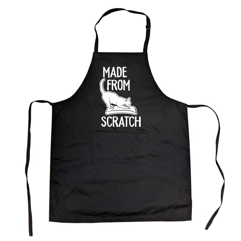 Cookout Apron Made From Scratch Baking Smock Funny Pet Cat Lover Apron Funny Aprons Food Apron Funny Cat Cover Novelty Cooking Aprons Black