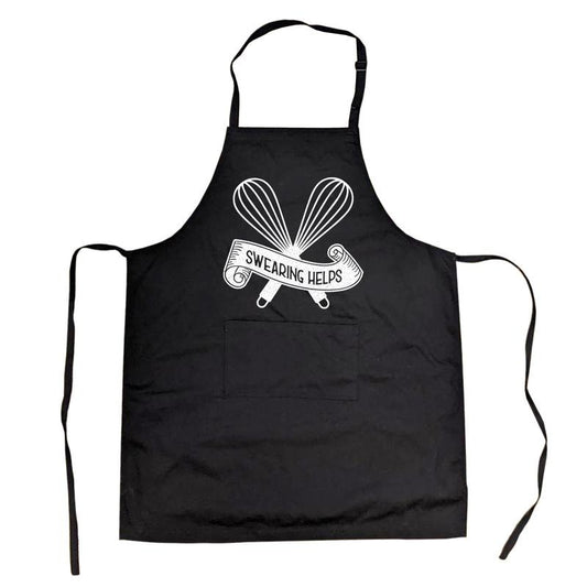 Cookout Apron Swearing Helps Cooking Grilling Baking Kitchen Chef gift for Mom Funny Aprons Funny Food Cover Novelty Cooking Aprons for Men Black