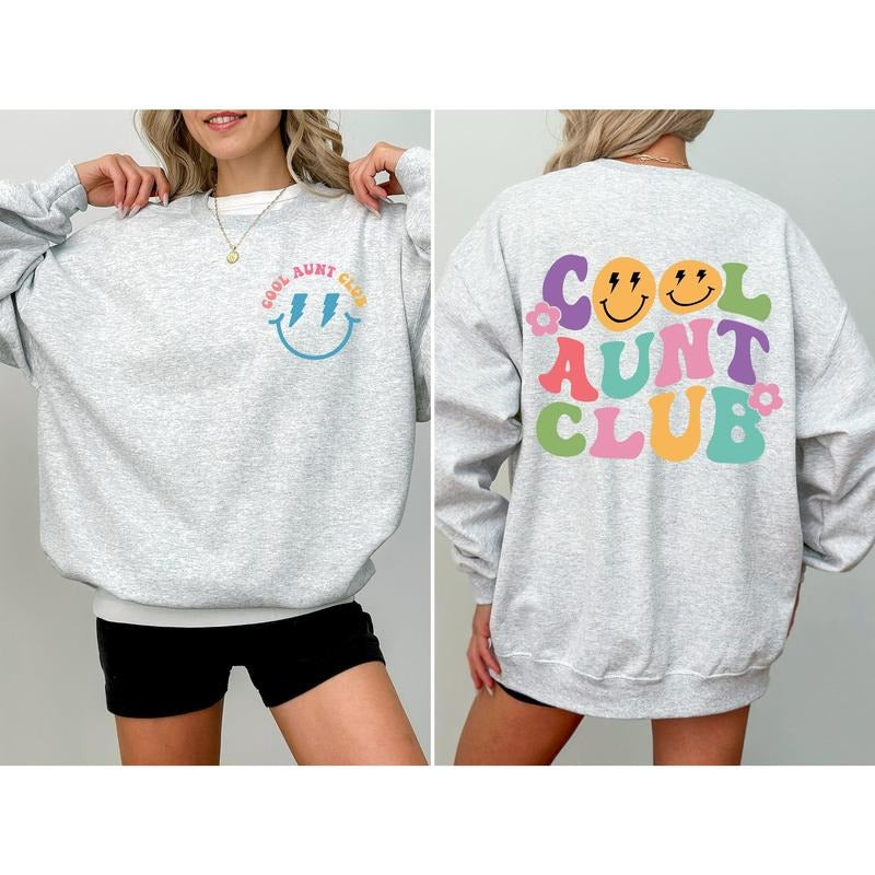 Cool Aunt Club Front And Back Print Sweatshirt T-Shirts, Hoodie | DripVista.com