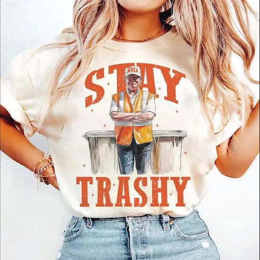 Cool Donald Trump as Garbage Collector tshirt, Stay Trashy,  Trump tshirtTransparent Background, Sublimation