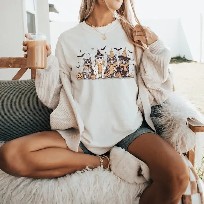 Cool Halloween Cats TShirt - Sweatshirt