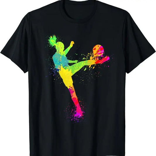 Cool Soccer Design For Women Soccer Player Sport Lover T-Shirt, Casual Round Neck, Regular Fit, All-Season, Perfect for Outdoor & Daily Fashion