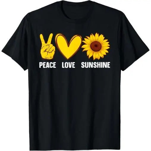Cool Sunflower Art For Men Hippie Peace Love Sunshine T-Shirt Made in USA Hoodie, Sweatshirt | DripVista.com
