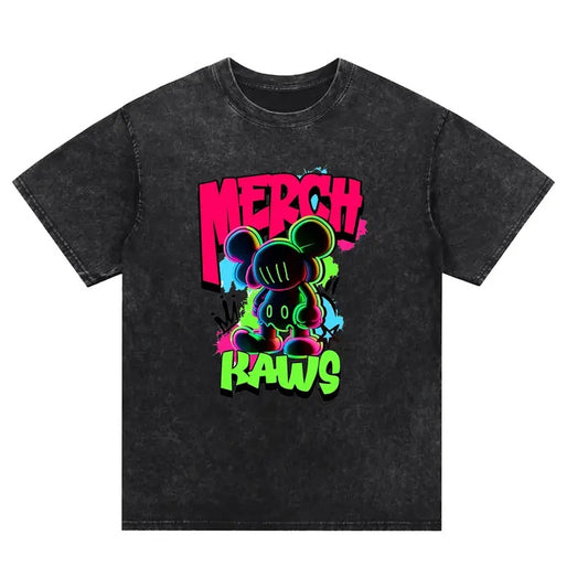 Cool is coming, and the personality is unique! A variety of colors, bloom to your heart's content, KAWS Mickey, graffiti fashion, MERCH lettering, street aura, Selected fabrics, comfort first, Trendy T-shirts, leading the fashion!