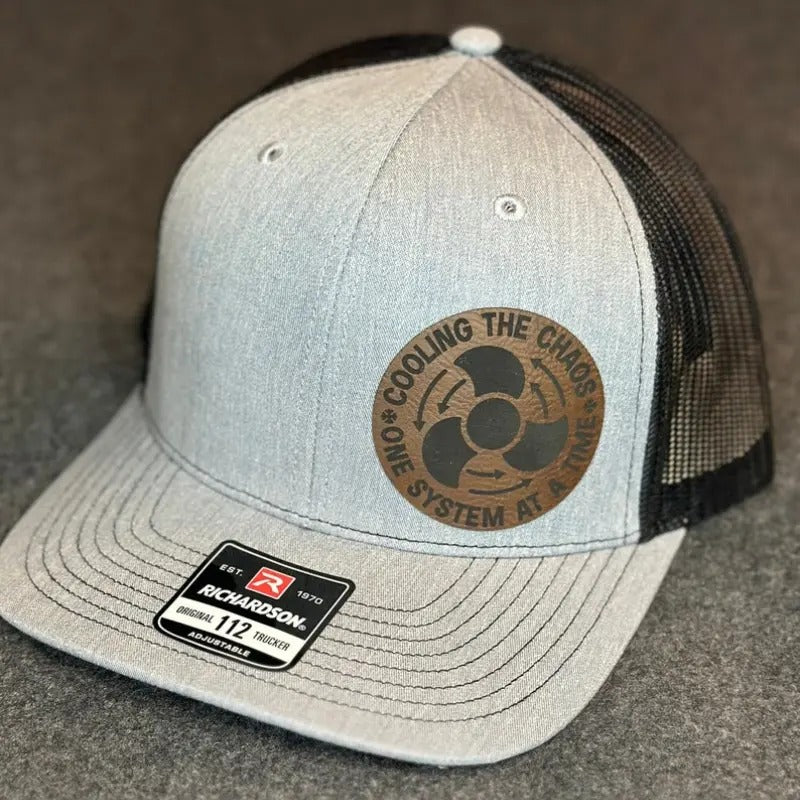 Cooling the Chaos, HVAC Worker Leatherette Patch Cap, Workin man, Richardson 112, Blue Collar, Dad Hat, Ohio Mom Hat, Cap...