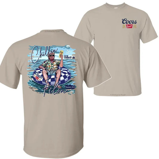 Coors Banquet Beer Trump Chillin Like a Felon Summer 2024 T-Shirt Sweatshirt Hoodie, Trump 2024 Shirt, Coors Banquet Beer Shirt, Double Sided Graphic Printed Unisex Classic Comfort Cotton T-Shirts in all Sizes all Colors for Men, for Women