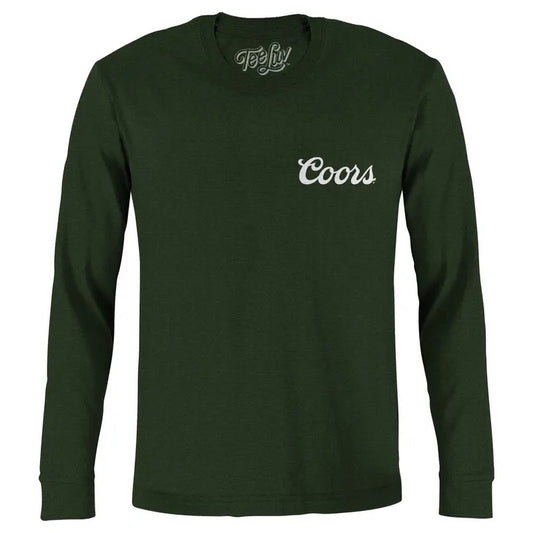 Coors Banquet Double Sided Long Sleeve Beer Logo T-Shirt - Forest Green