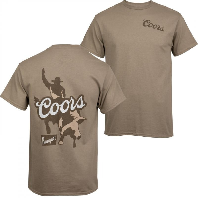 Coors Banquet Rodeo Bull Rider Front and Back Print T-Shirt