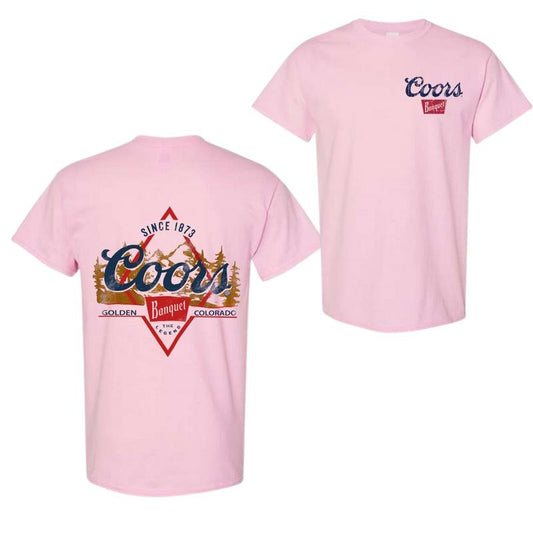 Coors Banquet Rodeo Horns Logo Font and Back Tee, 2 Sides Crewneck Tee, For Men, For Women, Full Size Classic Cotton