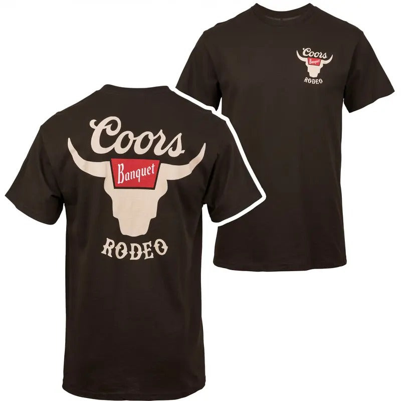 Coors Banquet Rodeo Horns Logo Front and Back Print T-Shirtstyle{n002}2