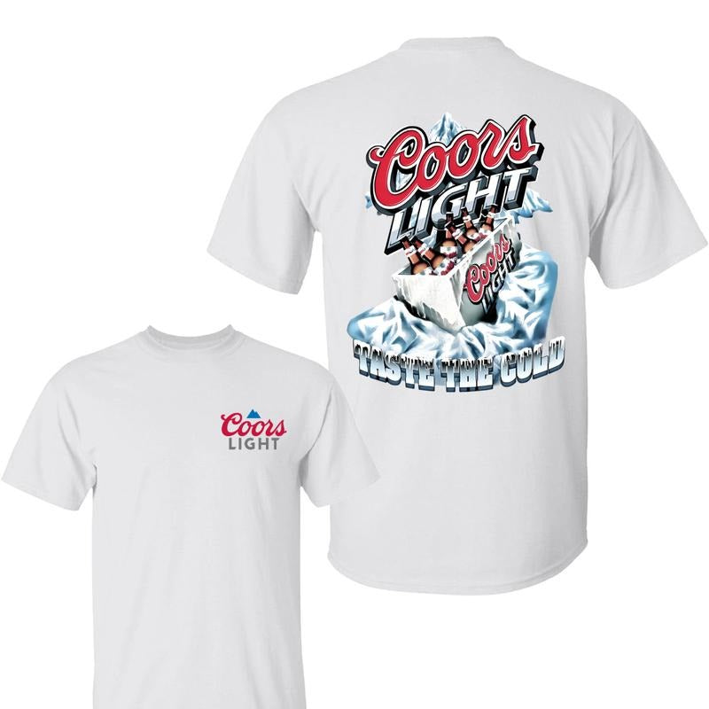 Coors Light "Taste The Cold" T-Shirt - Icy Cool Beer , Perfect for Beer Lovers and Casual Wear, Menswear Tops Tshirt Streetwear