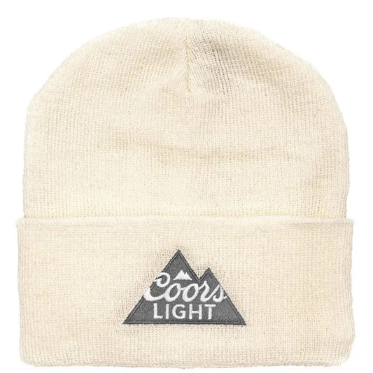 Coors Light Beer Mountain Logo Beanie - White