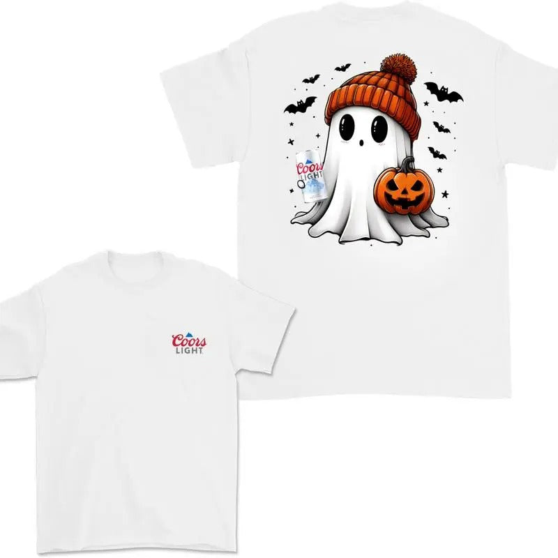 Coors Light Ghost Cute Halloween Double Sided T-shirt, Coors Light Halloween Shirt For Men And Women, Halloween Cute Ghost Trendy Shirt
