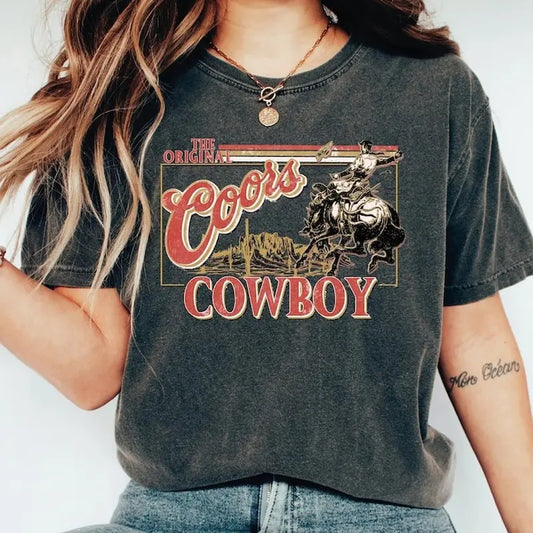 Coors Original Cowboy Comfort Colors Shirt, Western Rodeo Comfort Colors Shirt Cotton Crewneck