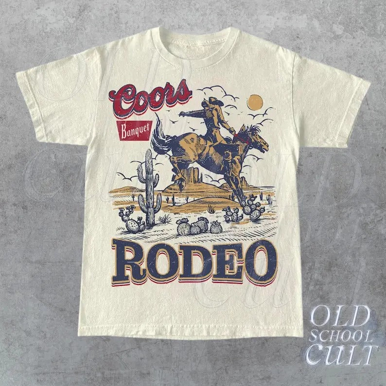 Coors Rodeo 90s Cowboy T-Shirt, Vintage 2000s Graphic Western Shirt, Retro Coors Tee, Rodeo Relaxed Adult Unisex Shirt, Wild West Gift style 02