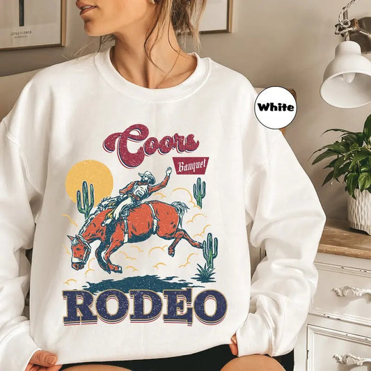 Coors Rodeo Sweatshirt, Western 90s Cowboy Hoodie, Retro Rodeo Outfit, Wildwest Cowboy Clothing, Graphic Western Hoodie