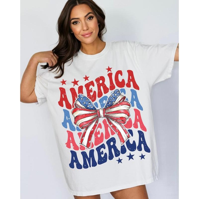 Coquette American Flag Shirt, Coquette 4th Of July Shirt, 4th of July sublimation, America Tee, American Flag...