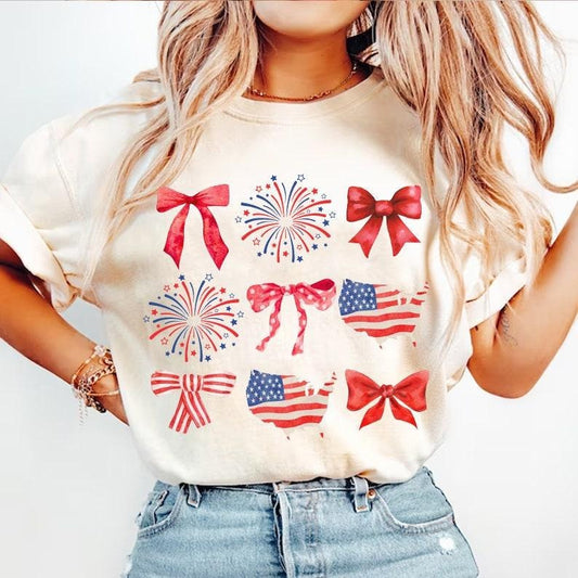 Coquette American Flag Tshirt, Coquette Bow Shirt, 4th Of July Gift, America Flag, Coquette American Girl Shirt, Unisex T-Shirt, Gifts For Men Women, Short Sleeve Tee Shirt, Gifts For Birthday Fathers Day Christmas Anniversary