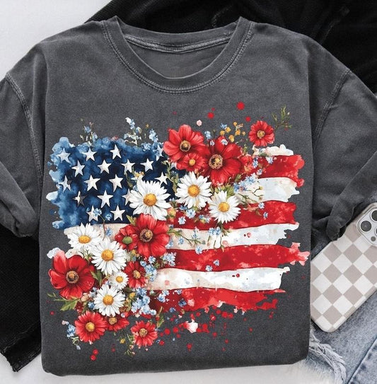 Coquette American Girl Tshirt, Coquette Bow Shirt, 4th of July Tee, Freedom, American Flag 4th of July Shirt