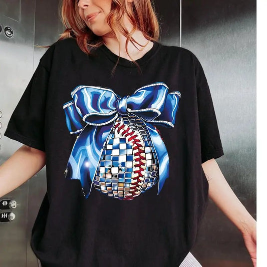 Coquette Baseball Shirt, Baseball Bow Shirt, Retro Baseball Shirt, Disco Baseball Shirt, Sports Shirt,