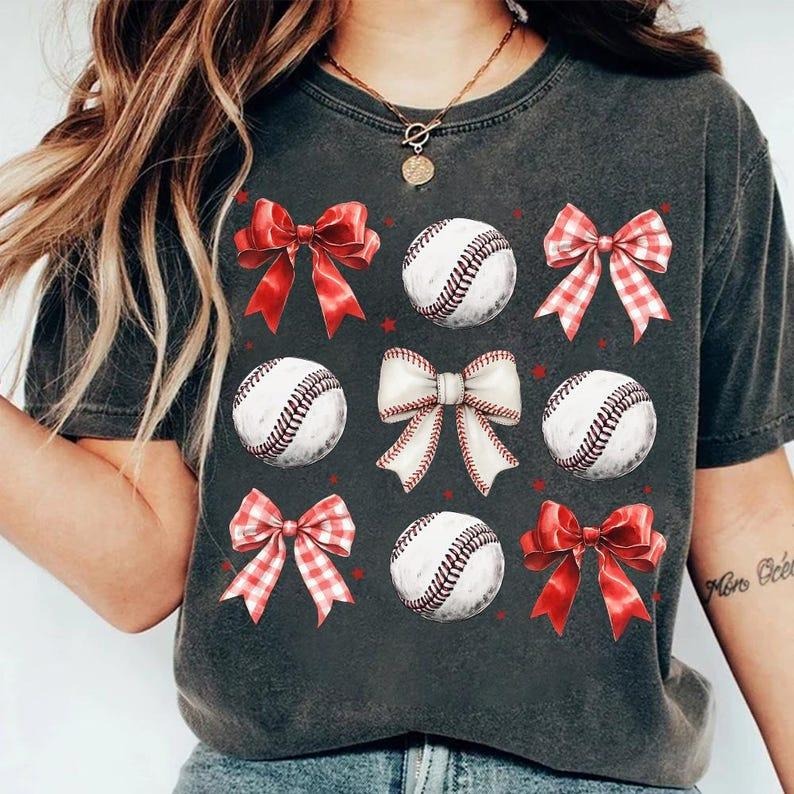 Coquette Baseball Tshirt, Bow Baseball Tshirt, Coquette Baseball Shirt Mama Game Day Baseball