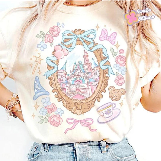 Coquette Bow Castle Shirt,Birthday Girl Shirt, Fantasia Baby Tee, family matching outfits, summer vacation outfits