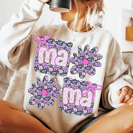 Coquette Bow Floral Mama Shirt, Mama Flower Shirt, Preppy Mama Shirt, Retro Mama Flower Shirt, Mama Floral Shirt, Mama Shirt, Mothers Day Shirt