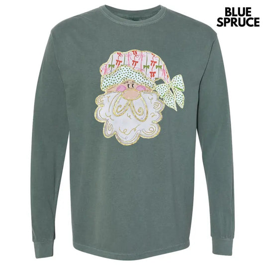 Coquette Bow Santa Long Sleeve Comfort Colors T-Shirt