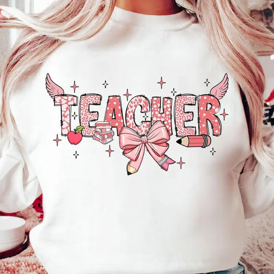 Coquette Bow Teacher Valentine Shirt, Teaching Is A Work Of Heart Valentine Shirt, Valentines Day Teacher Shirt, Valentine Gift For Teacher